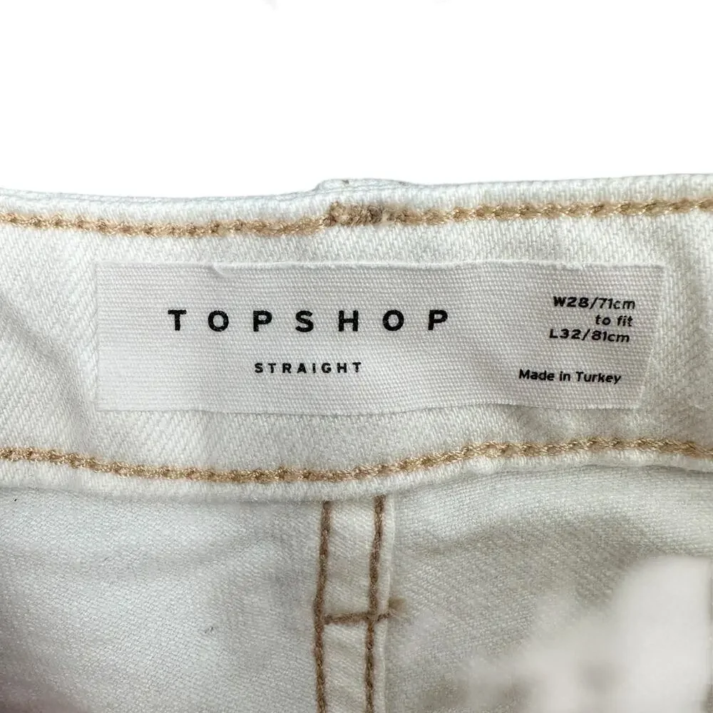 Topshop White Straight‎ Leg Jeans - Picture 3 of 7